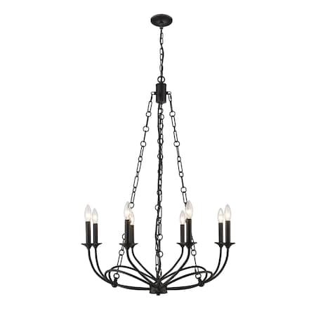 Z-Lite Arabella Chandelier, 8-Light, 28 In.W x 40.5 In.H, Matte Black/Matte Black 3500-8MB